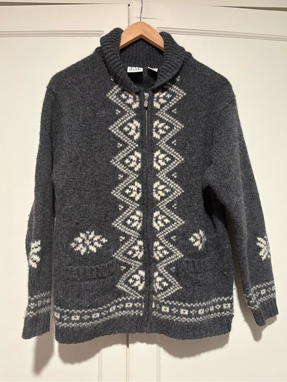 Field Gear Grey Wool Full Zip Cardigan Sweater